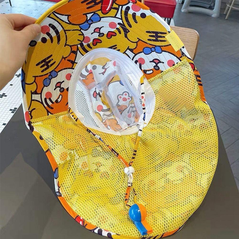 With Neck Flap Strap Kids Bucket Hat Wide Brim Beach Cap Outdoor Sun Cap  Toddler