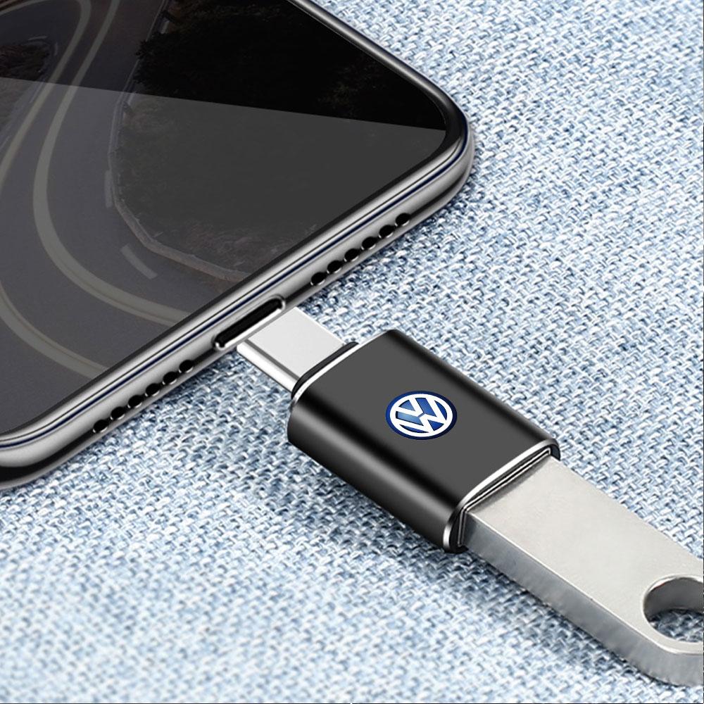 T30Car Charging Adapter TypeC to USB Converter Valve Cap For Volkswagen MK6 Golf 7 Rline GTI Touareg GTD CADDY Jetta Bora Tiguan B6