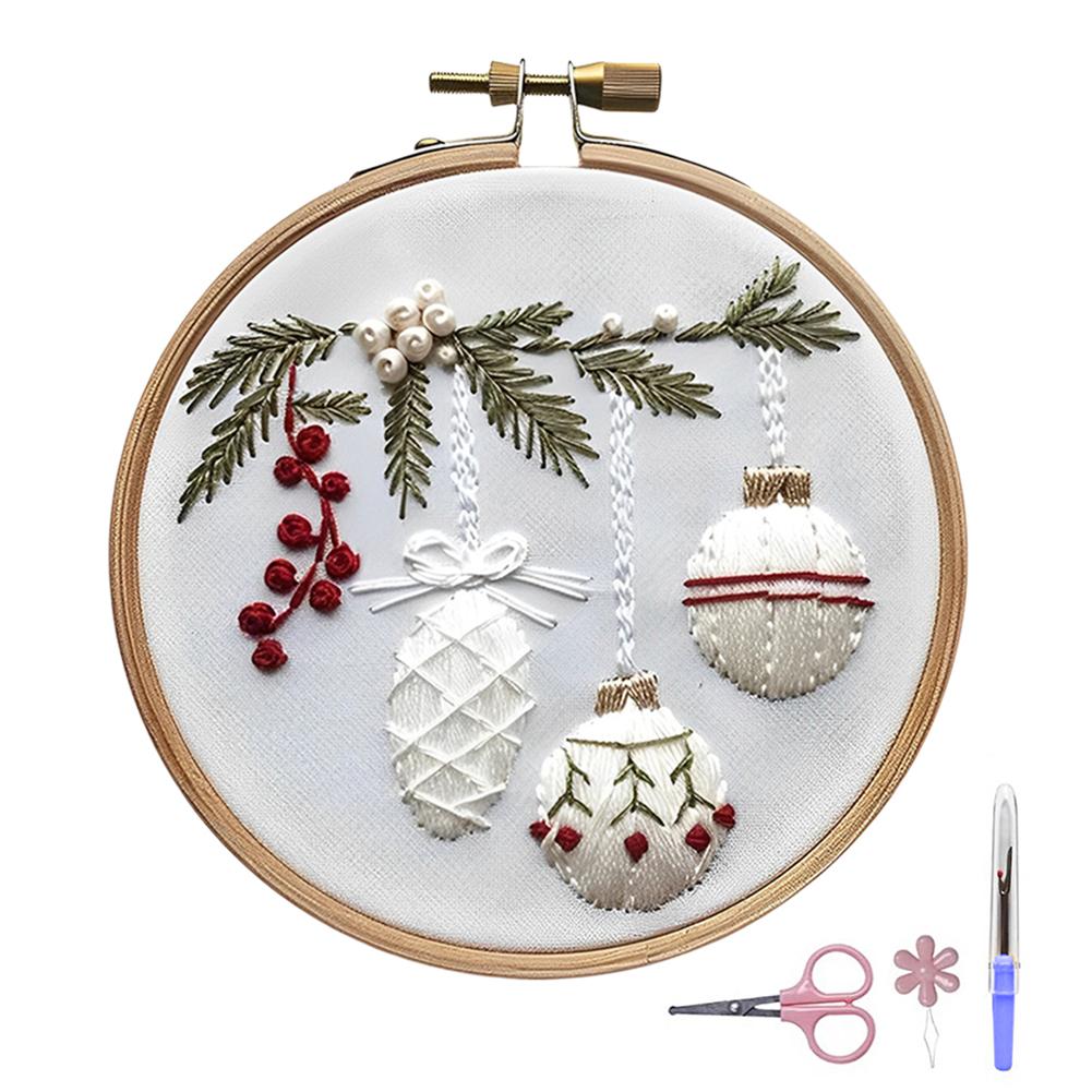 Christmas Embroidery Kits with Embroidery Hoop Thread Needle Material Package Only Embroidery DIY Starter Kit for Beginners