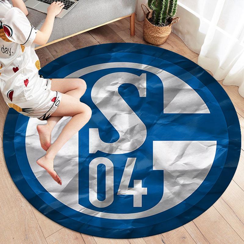 FC Schalke 04 Round Area Rug,Carpet Rug for Living Room Bedroom Sofa Playroom Decor,Non-slip Floor Mat