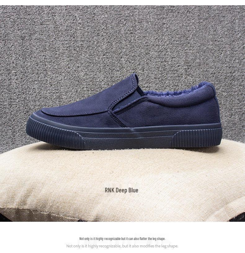 Men's Winter Fleece-Lined Canvas Loafers - Slip-On, Warm Casual Shoes