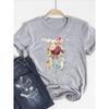 Print T Shirt Short Sleeve Flower Vintage Cute 90s Summer Top Fashion Clothes Women Clothing Gray Basic Tee Graphic T-shirt