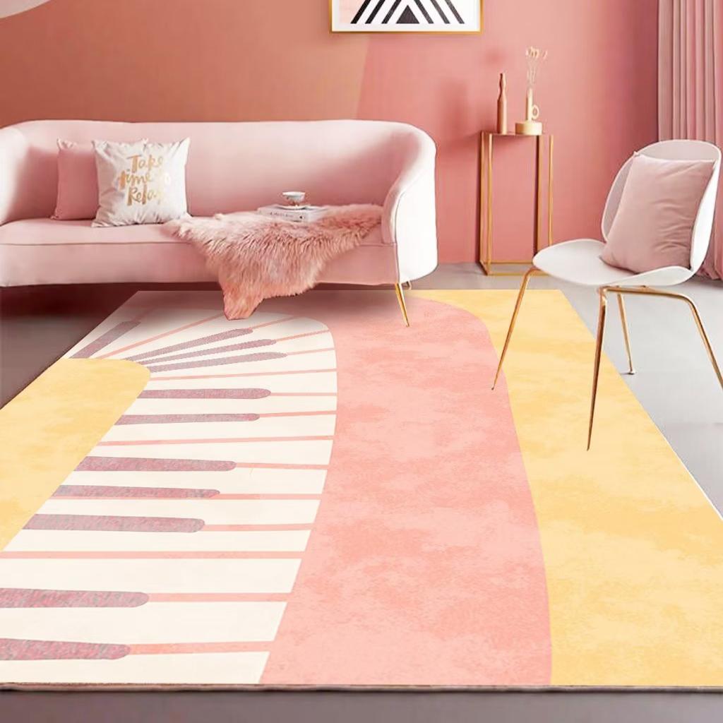 Modern Minimalist Carpets for Living Room Light Luxury Geometric Pink Floor Mat Fluffy Soft Coffee Table Bedroom Rug Non-slip
