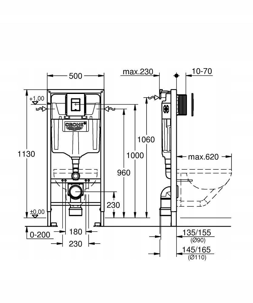 Grohe Solido concealed flush plate with button, black matt