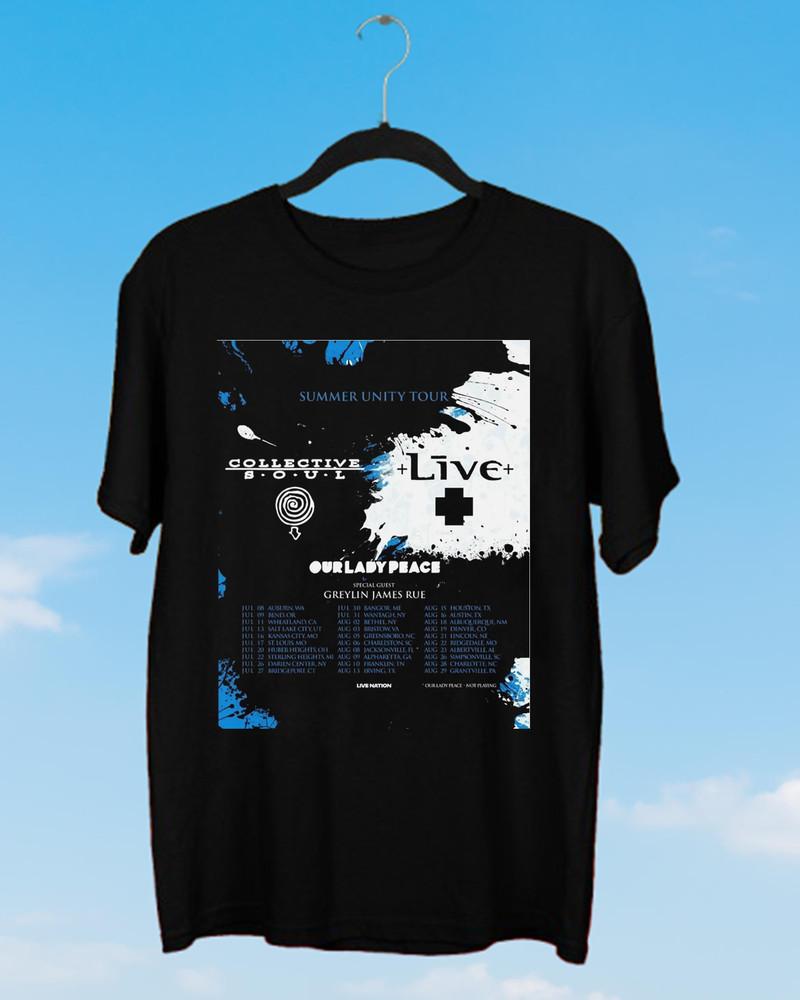 Collective Soul Summer Unity Tour  Black T Shirt Full Size S5XL Unisex T-Shirt M