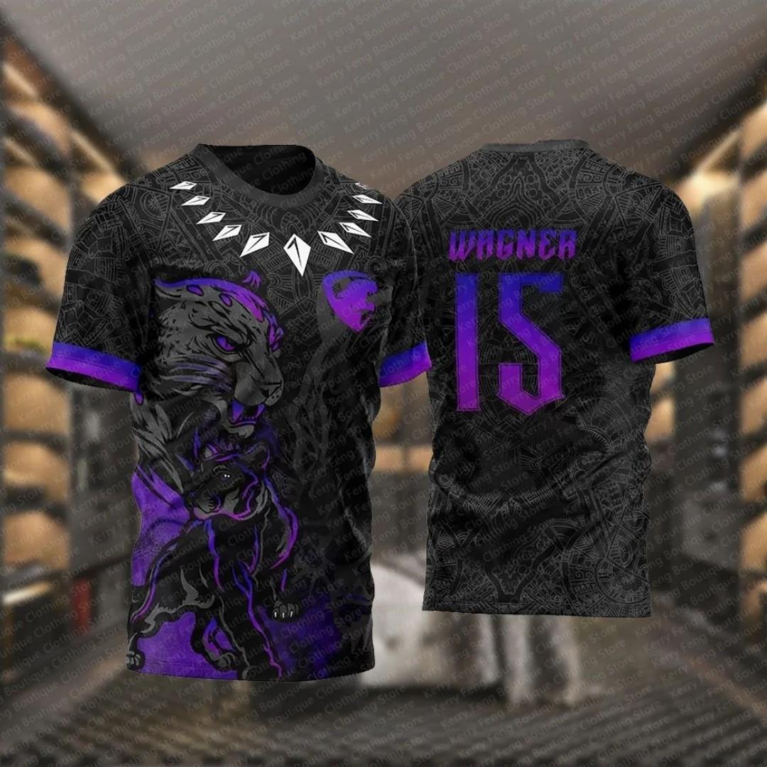 

2025 Summer New Men s Sports T-shirt Printed Black Panther Summer Training Sweat Quick Dry Comfortable Football Shirt M