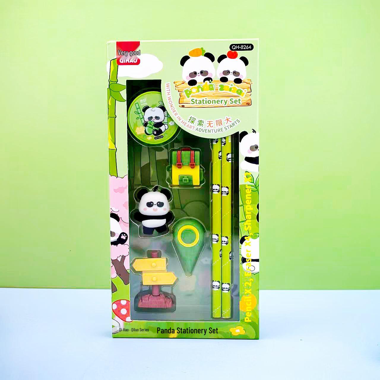 Qihhao Panda Stationery Set for Grades 1-2: Back-to-School Supplies & Kindergarten Gifts 8264 Panda