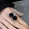 Dark Rose Ring, Fashionable Personality, Live Flower Ring, Cold Temperament, Hollow Butterfly Ring
