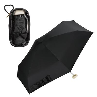 RIZZFUL SONNENSCHIRM Sonnenschirm in Schwarz Licht UV Geeignet für Sonne und Faltbar 47cm Klar Stilvoll und Herzband Wpc. Perlmutt/Schwarz (100% Blockierend, 100%