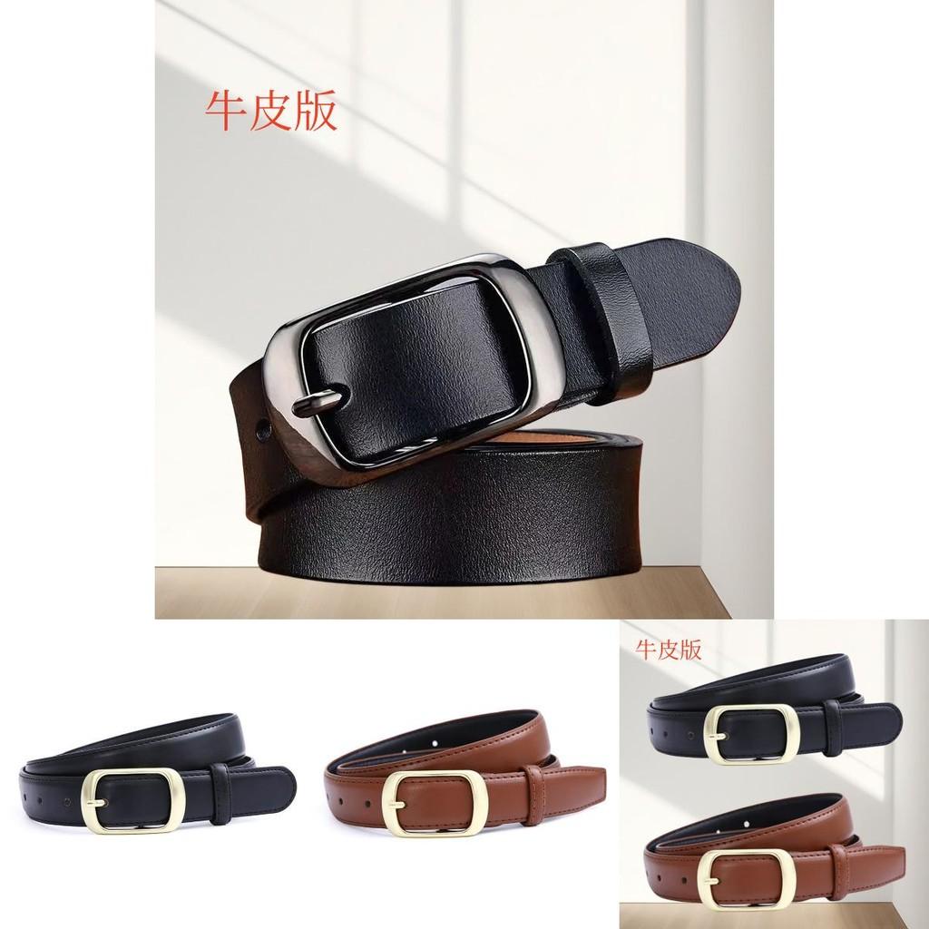 Stylish Women's Versatile Black And Brown Genuine Leather Belt Perfect For Jeans