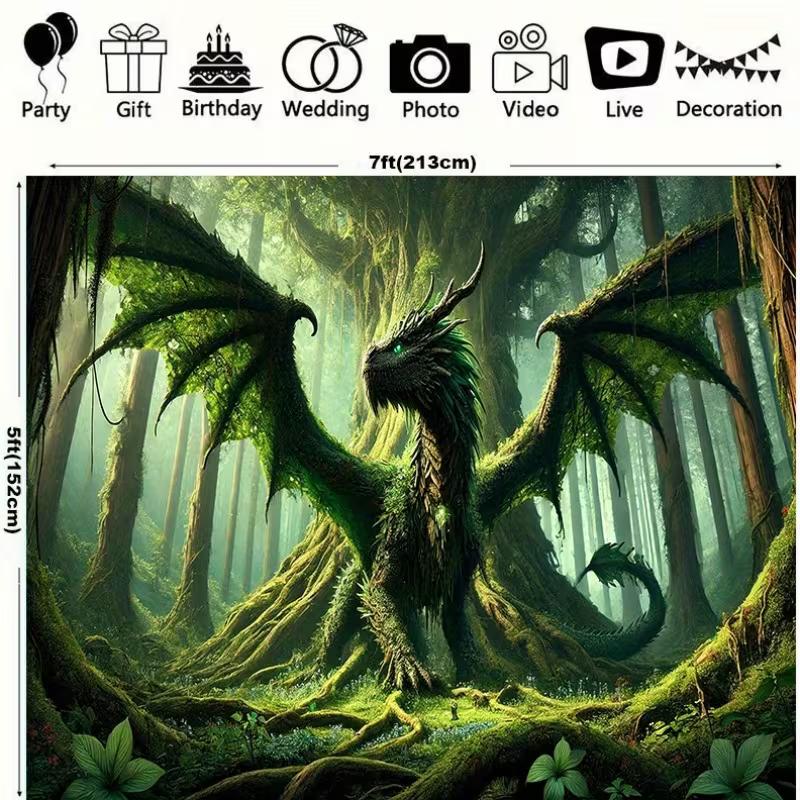 

2D Magical Green Dragon Photo Background for Studio Photoshoot 47.2x31.5inch/120*80cm