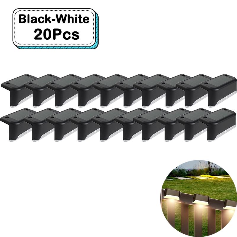 Lumières d'escalier solaires d'extérieur LED blanc chaud étanches éclairage de chemin d'escalier pour jardin patio clôture balcon décoration énergie solaire