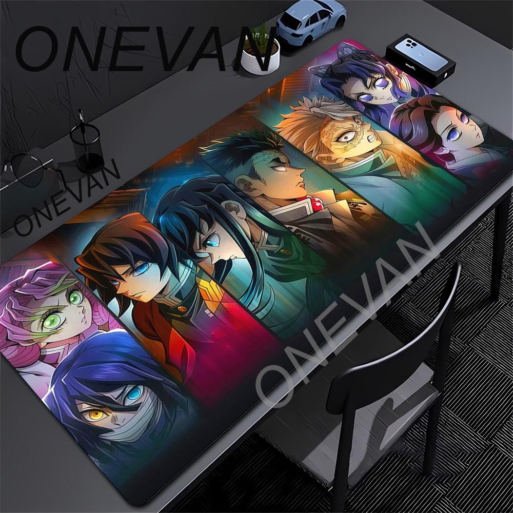XXL Podložka pod myš Anime Demon Slayer Podložka na stůl pro počítačové hráče Uzamykatelná hrana Stolní podložky Velká podložka pod klávesnici a myš Kobercová podložka z přírodní gumy