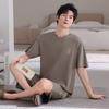 Modal men's pajamas summer new thin ice silk short-sleeved shorts high-end striped loungewear set