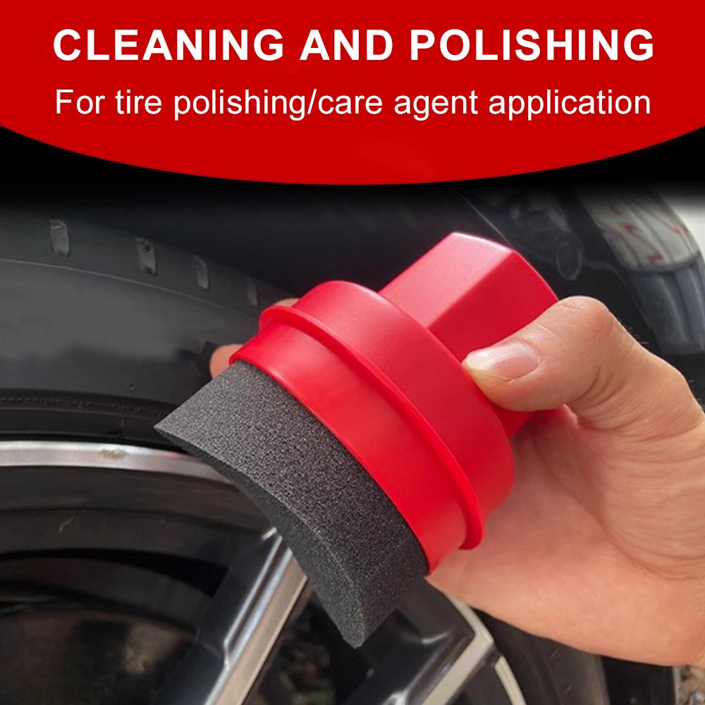 Car Tire Waxing Sponge Applicator Portable Polishing Brush Curved Shaped Pad with Cover Wheel Cleaning Contour Detailing Tools