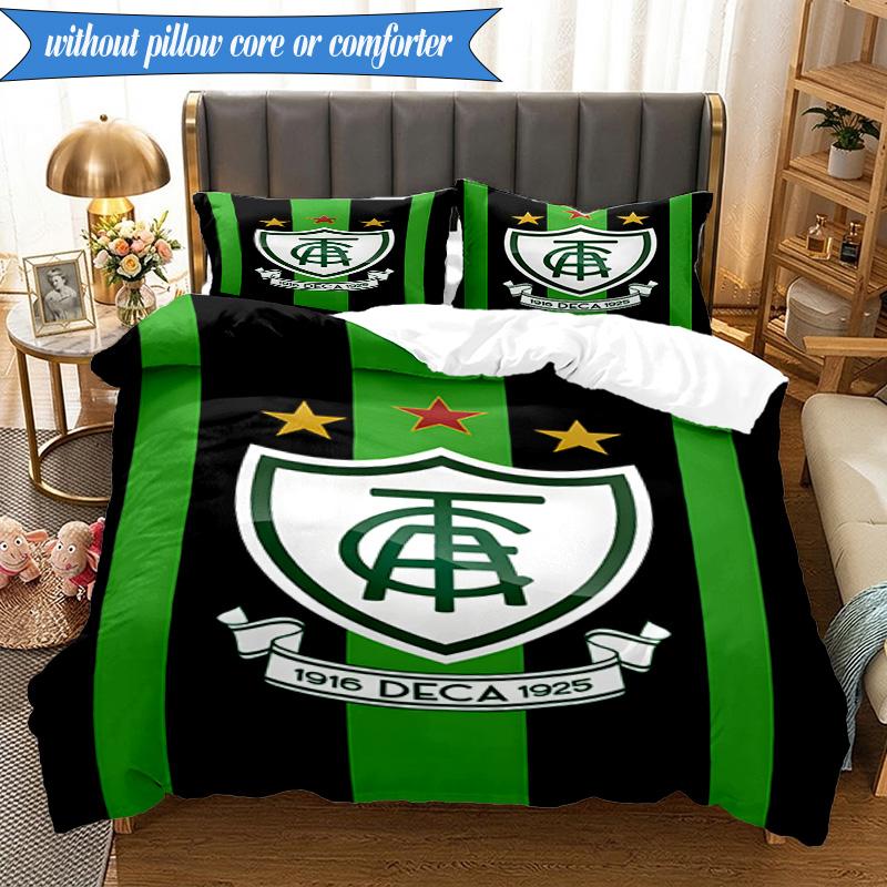 3PCS Green Shield Emblem Design Printed Soft Bedding Set,Including 1pc Duvet Cover And 2pcs Pillowcases Perfect for Bedroom, Dormitory, Fan gift