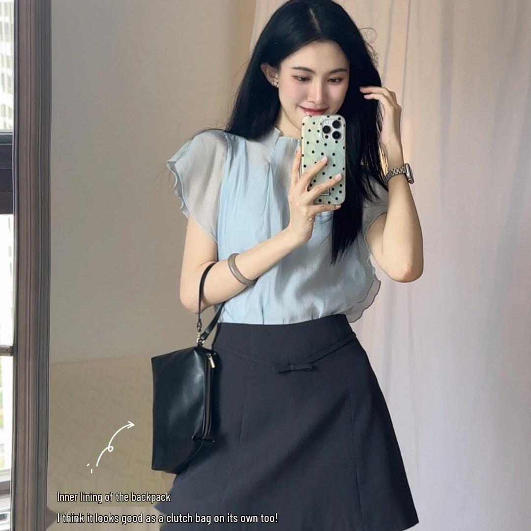 Women s French Socialite Summer Puff Sleeve Top & High-Waisted Skirt Set S