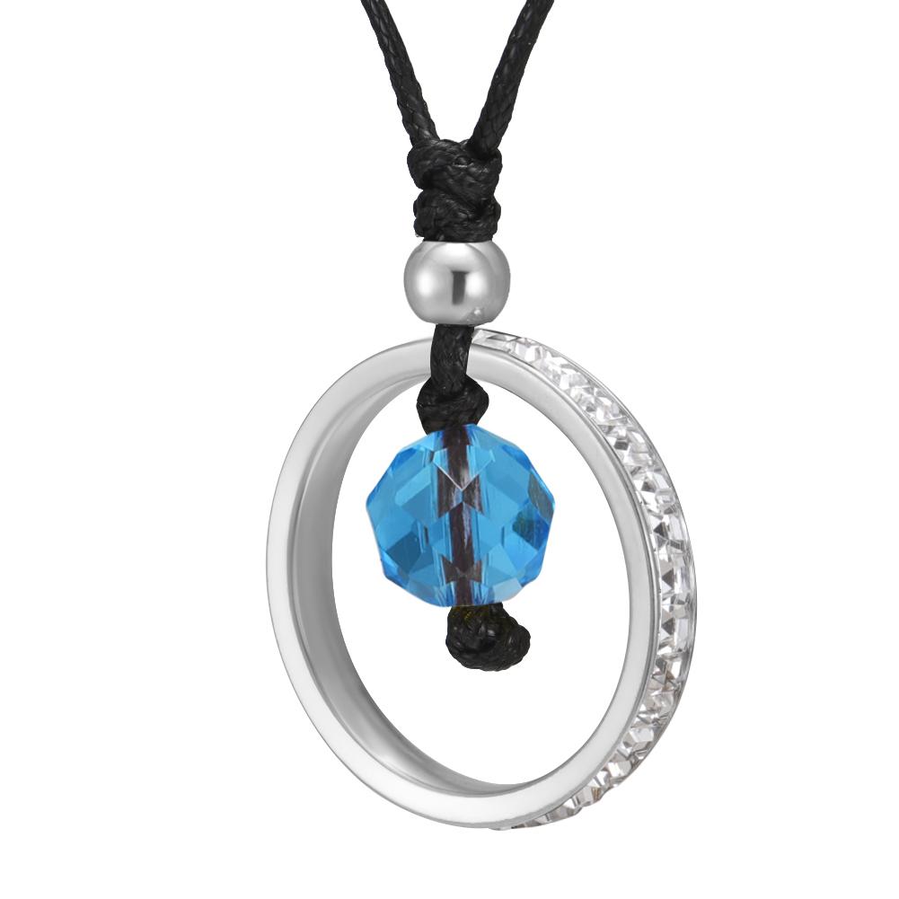 Dawapara Minimalist Birthstone Circle Necklace Good Luck Healing Energy Crystal Charm Adjustable Chain Stainless Steel Jewelry