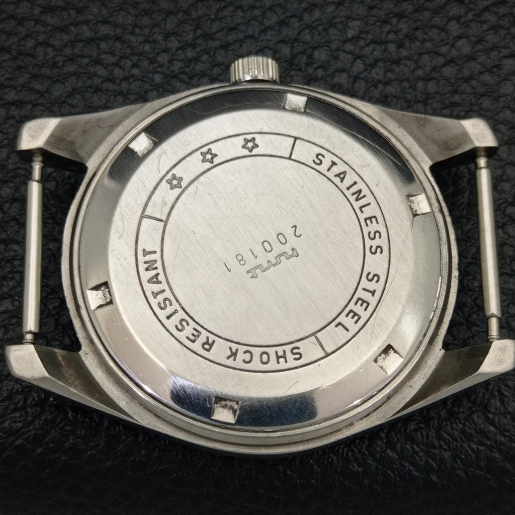 HANDAUFZUG VINTAGE HMT JANATA INDISCHE HERRENUHR SCHWARZES ZIFFERBLATT a700065-5