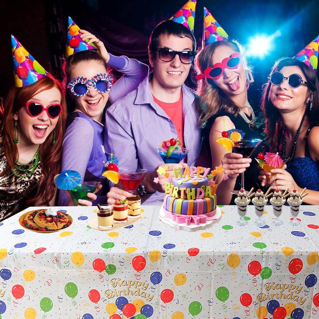 Happy Birthday Tablecloth Balloon Printed Disposable Waterproof Tablecloth Party Decoration Birthday Party Decoration