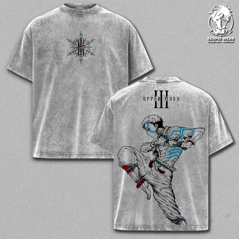 Vintage Akaza Upper Moon Three Demon Slayer Washed Anime Graphic Tee Unisex XL
