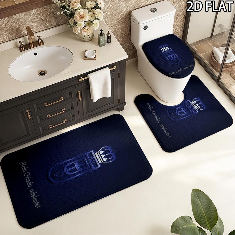 3pcs Real Oviedo Pattern Flannel Nonslip Absorbent Washable Decorative Bathroom Home Toilet Seat Cover Mat