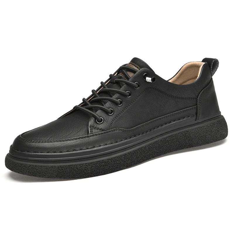 Men s Handmade Cowhide Low-top Casual Sneakers - Spring/Autumn Trendy Lace-up Sports Shoes 43