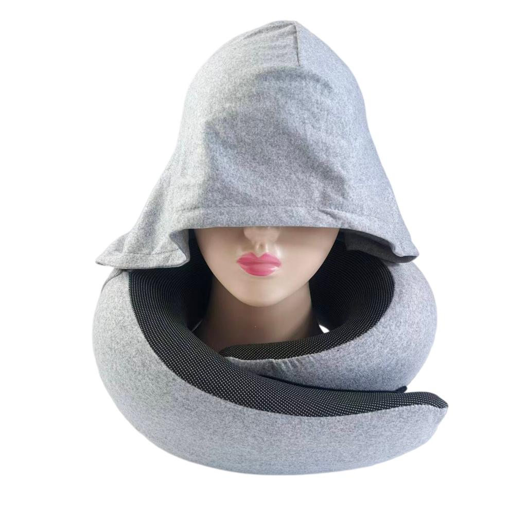 Travel U Shaped Neck Pillow Memory Foam Hooded 360 Degree Scarf Pillow Snail Pillow