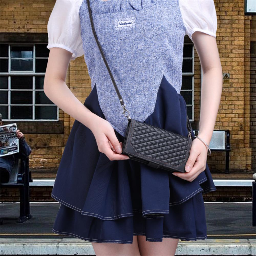 Luxuriöse Lederhülle mit Reißverschluss für iPhone 14 13 12 11 Pro XS Max X XR 7 8 Plus SE 2 3 Kartensteckplatzhalter Crossbody Wallet Handyhülle