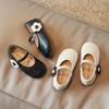 Girl's Princess Shoes Flower Cute Shallow Daily Kids Ballet Flats Three Colors Four Seasons Light 21-30 Pu Leather Children Shoe