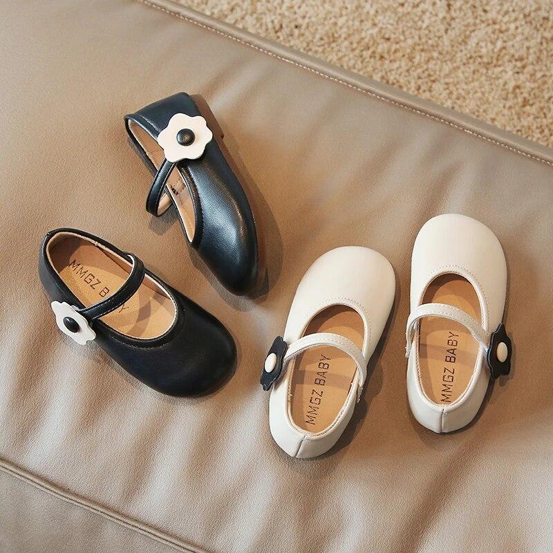 Girl's Princess Shoes Flower Cute Shallow Daily Kids Ballet Flats Three Colors Four Seasons Light 21-30 Pu Leather Children Shoe