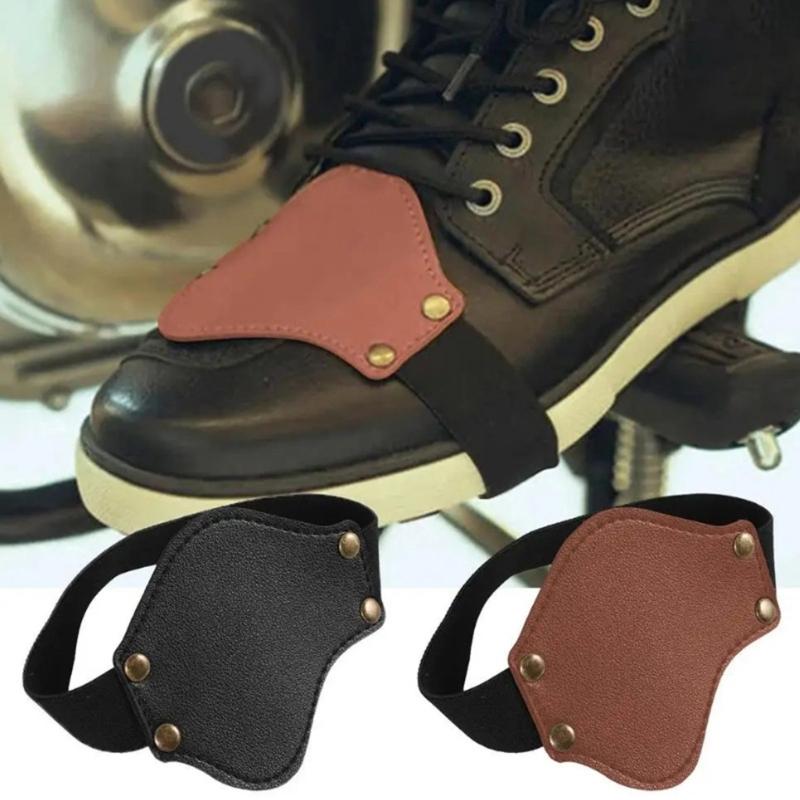Anti Slip Cycling Shoe Covers with Elastic Strap Abrasion Resistant PU Leather Shoe Protectors For Outdoor Motorcycling