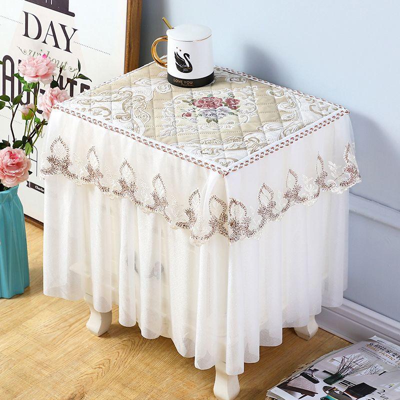 Thickened Bedside Table Cover Cloth Non Slip Dustproof Bedroom Nightstand Cover European Dust Cover Fabric Lace Set Cover