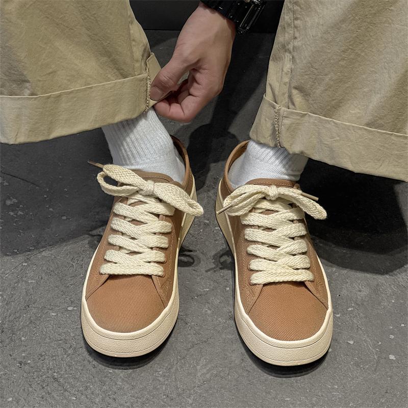 2025 Fashion Solid Color Men's Lace-Up Casual Shoes Low-Top Comfortable Daily Walking Shoe Breathable And  Anti -Slip Flat Shoes