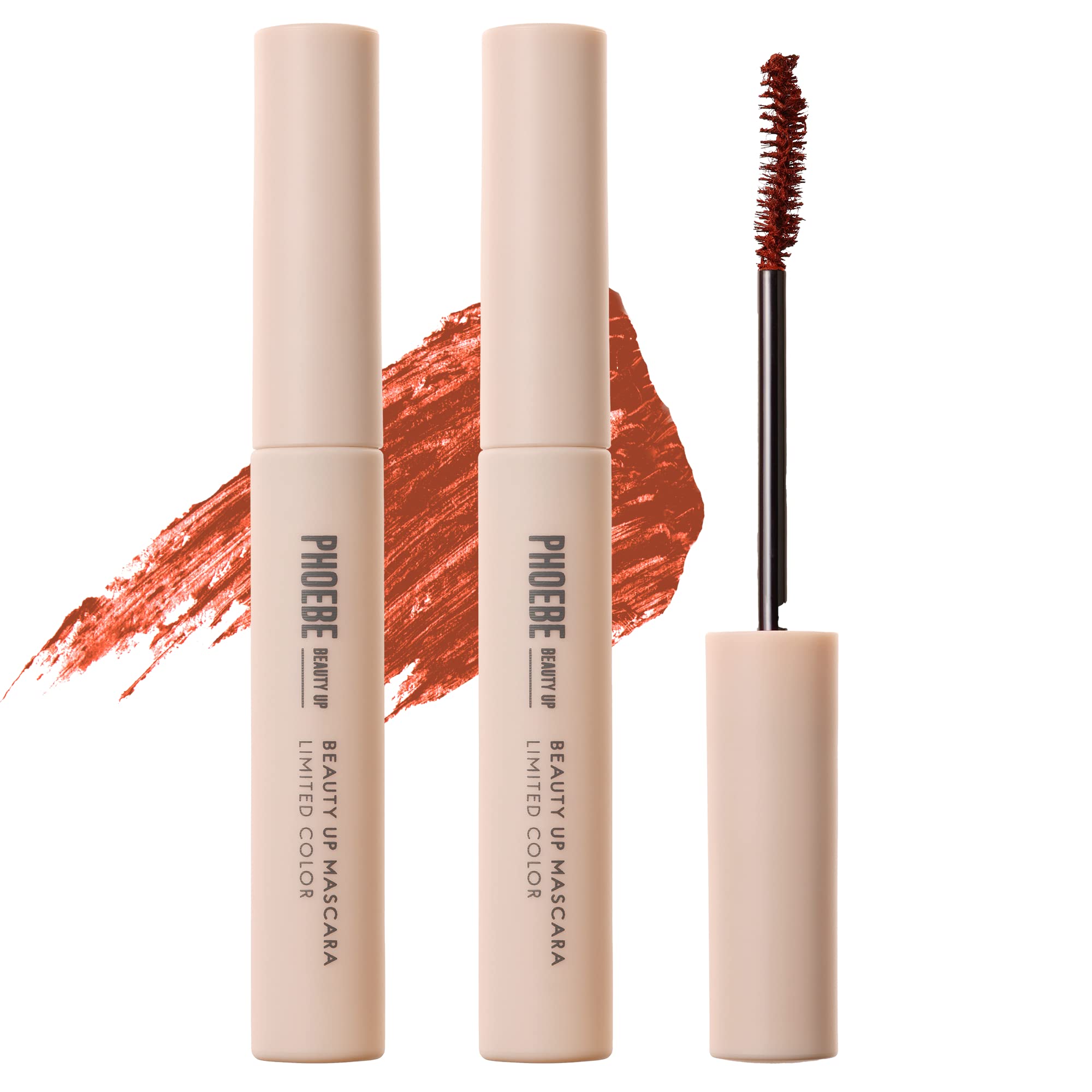 PHOEBE BEAUTY UP Mascara [Warm Water Removable, Long & Curl-Keeping, Serum Mascara] Sunset Orange 5g x 2