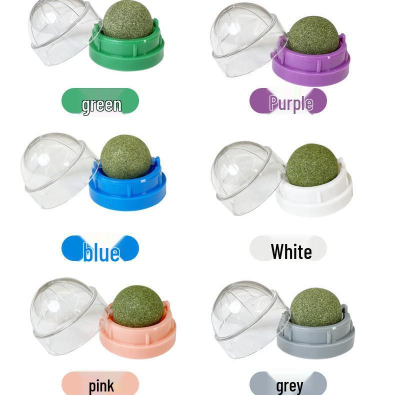 Self-Adhesive Rotating Catnip Lickable Toy Ball for Boredom Relief and Self-Play