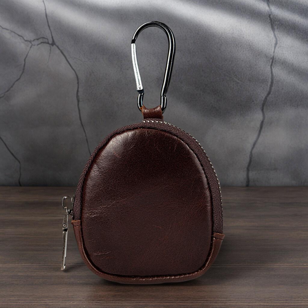 

Ретро кошелек для монет из натуральной кожи, маленький, простой, держатель для ключей и монет, кошельки на молнии, сумки для хранения Bluetooth-наушников кофейный