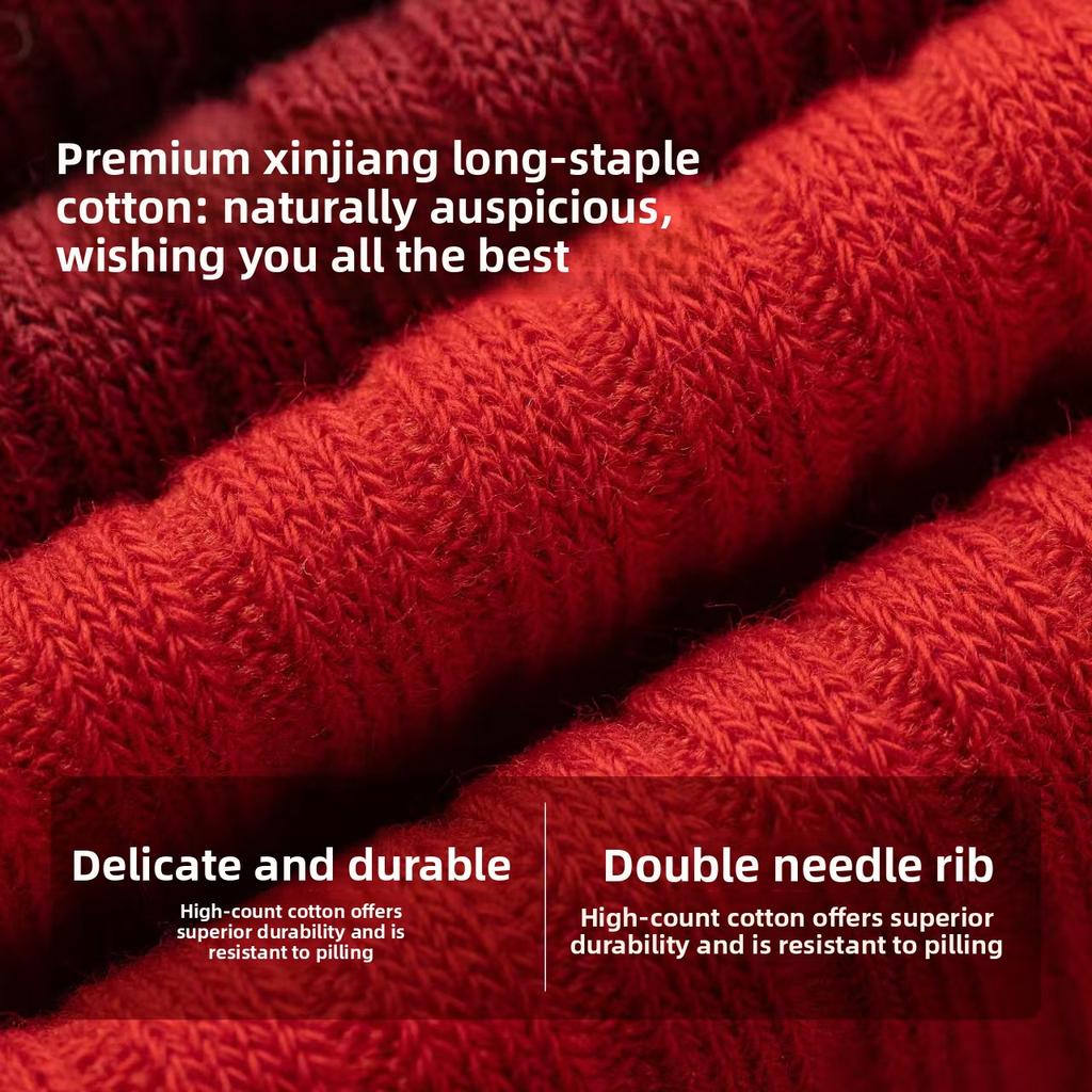 Autumn and Winter Bright Red Socks for Women, Solid Color Mid-calf Socks for Men, Bright Red Socks Full of Good Fortune for The New Year