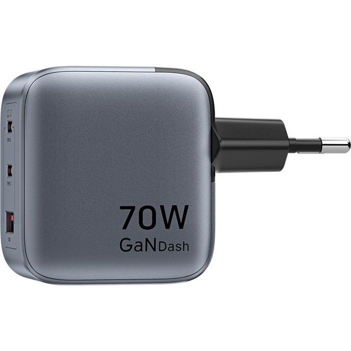 Chargeur secteur - VENTION - 3-Port USB GaN - 70W - Charge rapide - EU-Plug Gris