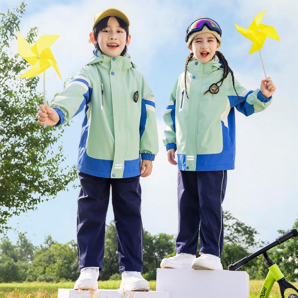 Kinder Frühjahrs- und Herbst-Windbreaker 3-teiliges Uniform-Set für Grundschule, Sport und Winterkindergarten.