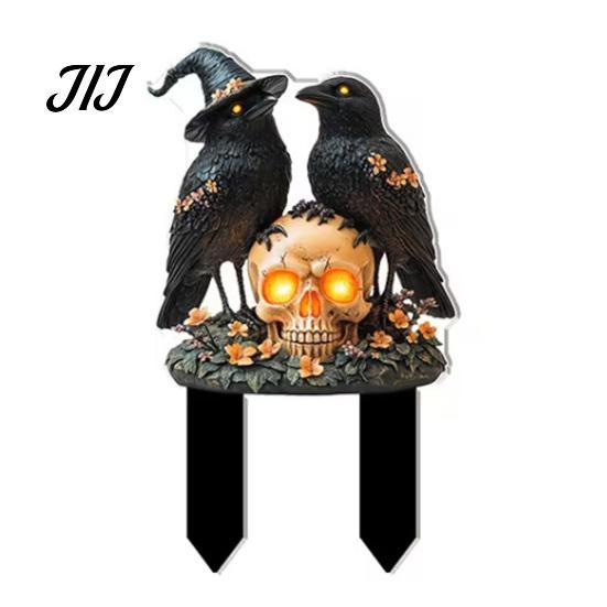 Durable Garden Stakes Halloween Ground Stake Art, Decorative Acrylic Yard Sculpture, Waterproof Easy Install Sign, Weather Resistant Lawn Ornament for