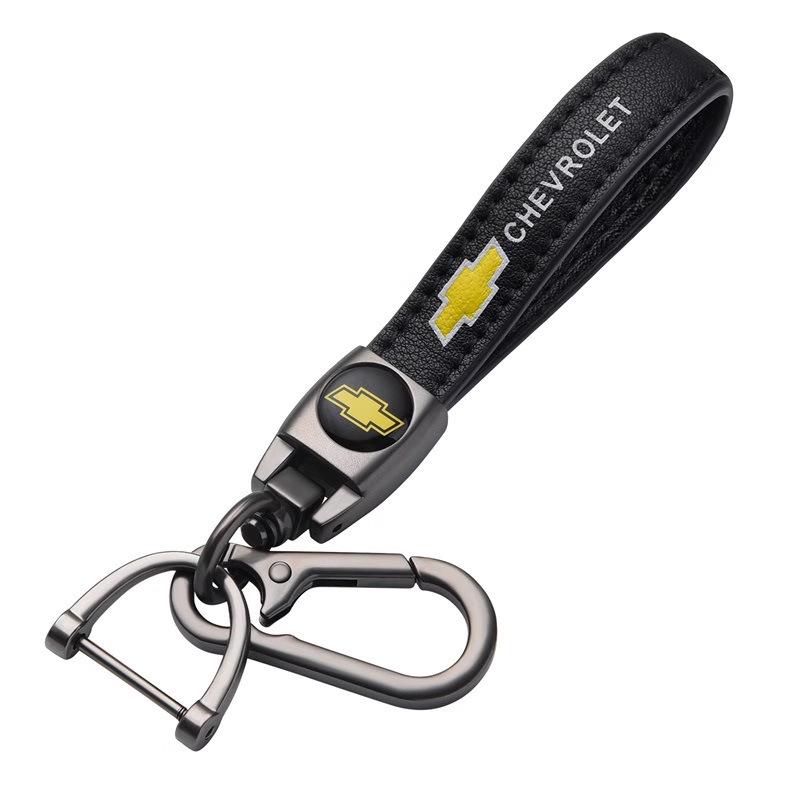 

Luxury Leather Car Emblem Keychain for Chevrolet Orlando Aveo Cruze Malibu Captiva Optra Trax Lacetti Sail Keyring Pendant чорний