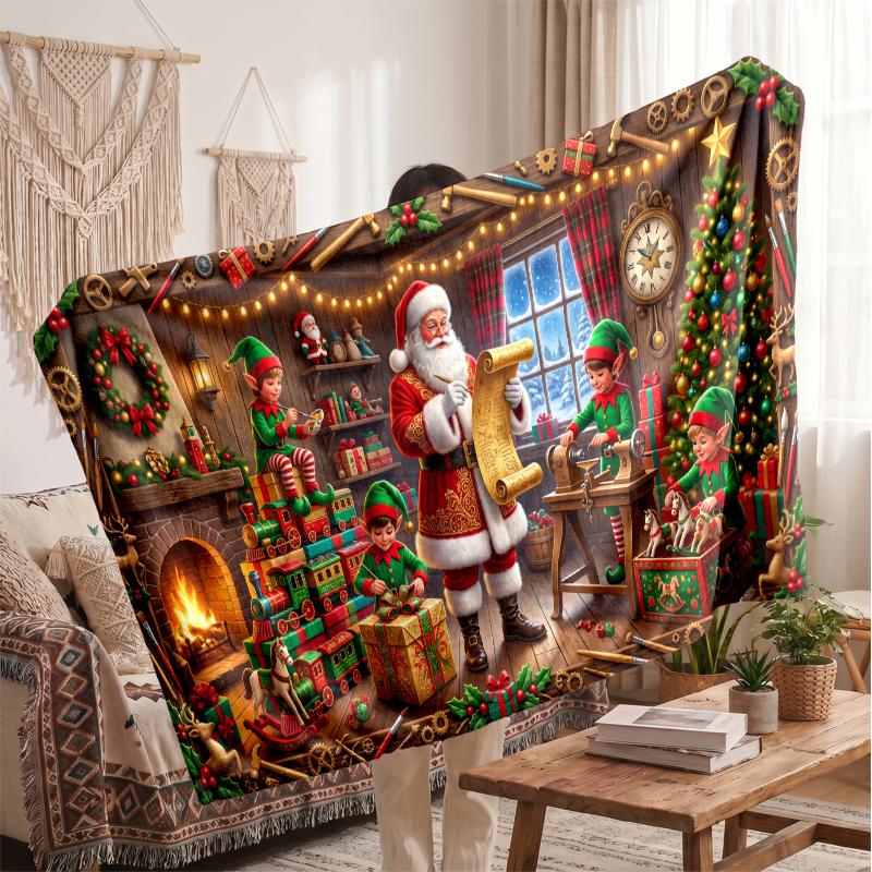 Christmas Flannel Throw Blanket Soft Warm Cozy For Sofa Bed Indoor Home Use Great Holiday Gift