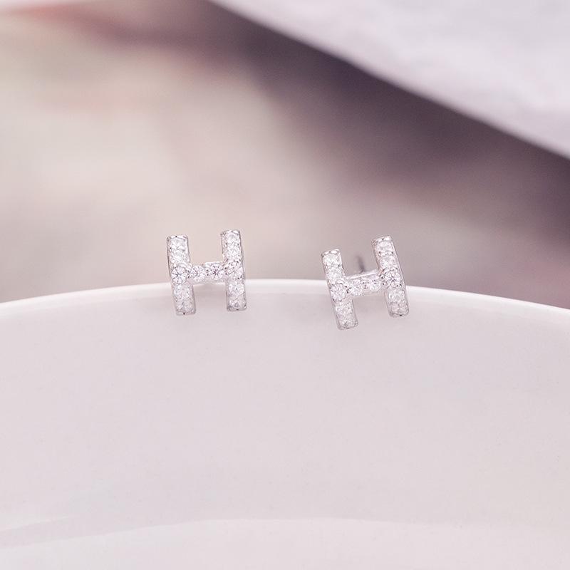 Banyan Tree S925 Silver 'H' Diamond Earrings for Women - Elegant and Versatile for Daily Wear.