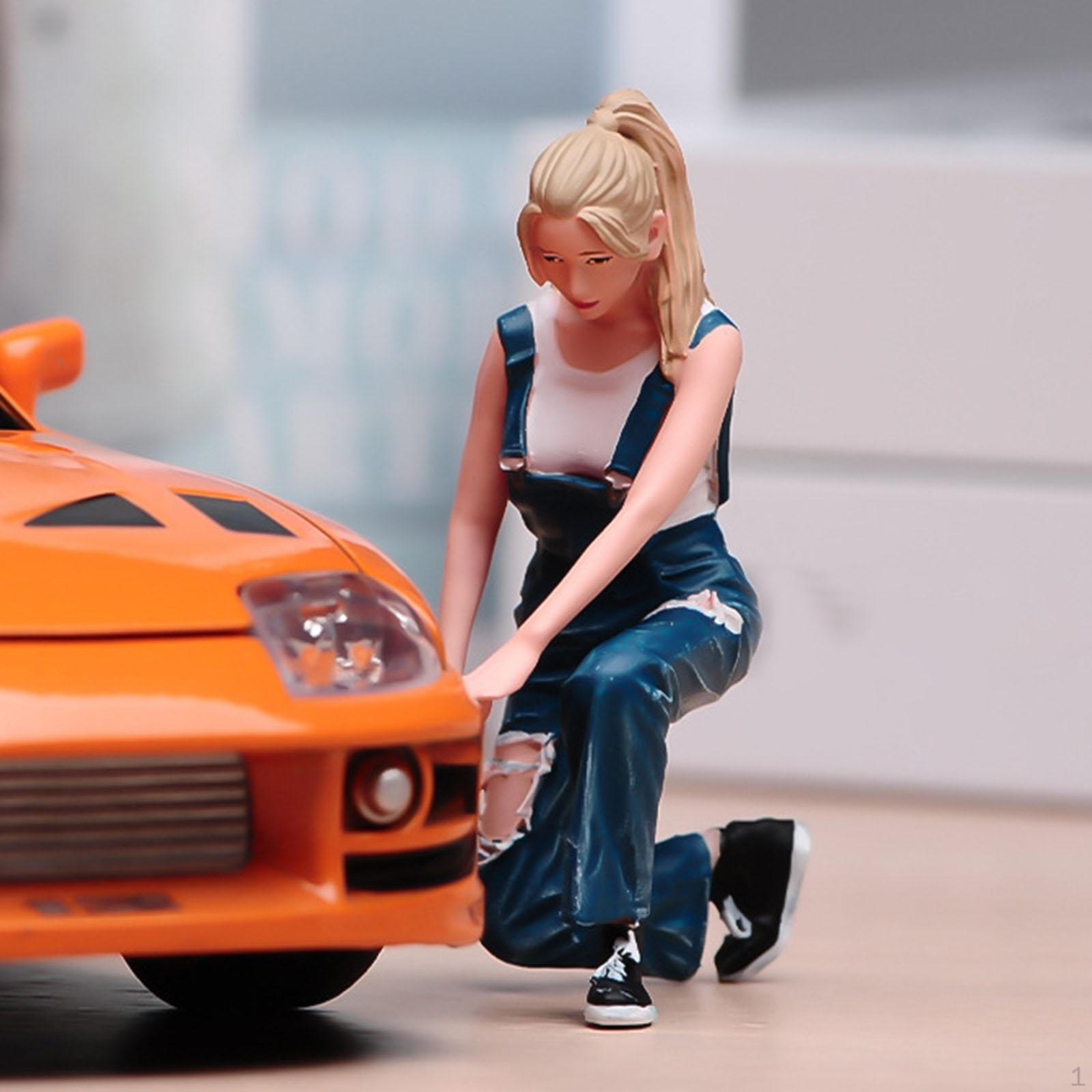 

1/18 Scale Miniature Figure Scene Figurine Ornament Small Female Car Painted Micro