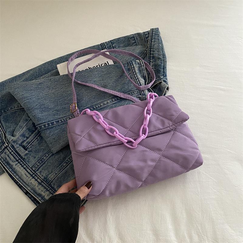 

Autumn and winter casual bags, women s tide, large-capacity fashion messenger, foreign-style niche design, women s shoulder small square bag фиолетовый