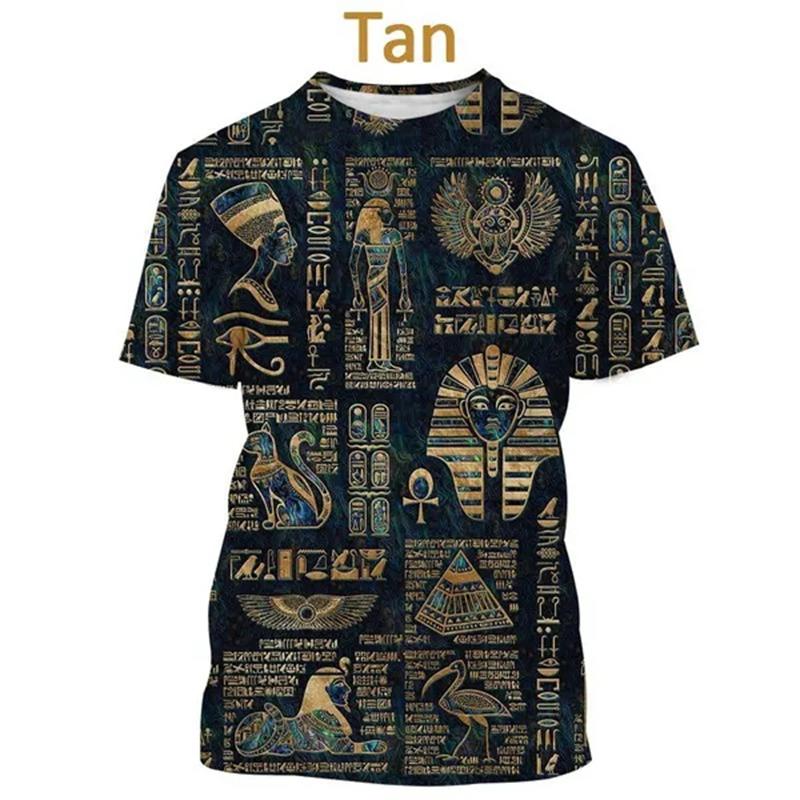 Ancient Egyptian Text 3d Printing T-shirt Pharaoh's Eye Egyptian Mural Creative Casual Short-sleeved Tshirt Tees Mens Clothes