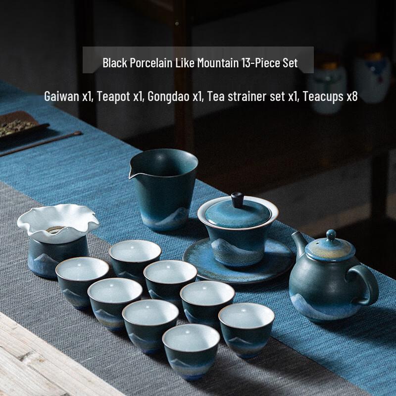 Ink-Wash Ceramic Handheld Teapot Kung Fu Tea Set