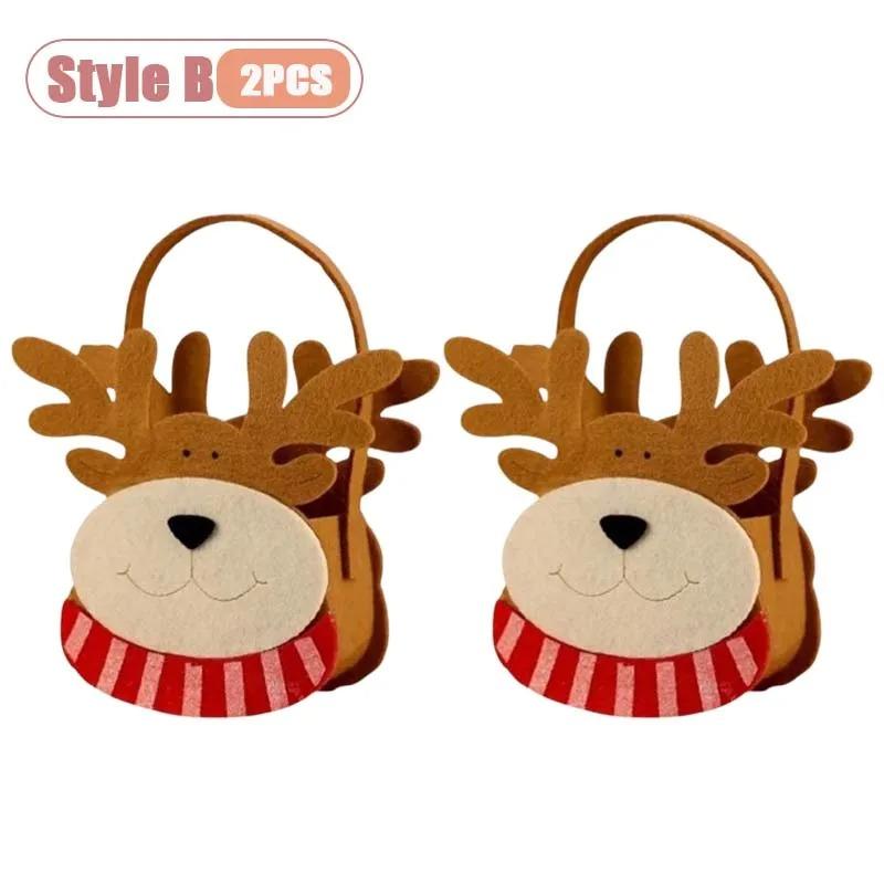 1-8PCS Christmas Felt Handbag Cute Cartoon Candy Gift Bag for Kids Decorative Hand Carry Holiday Tote for Children