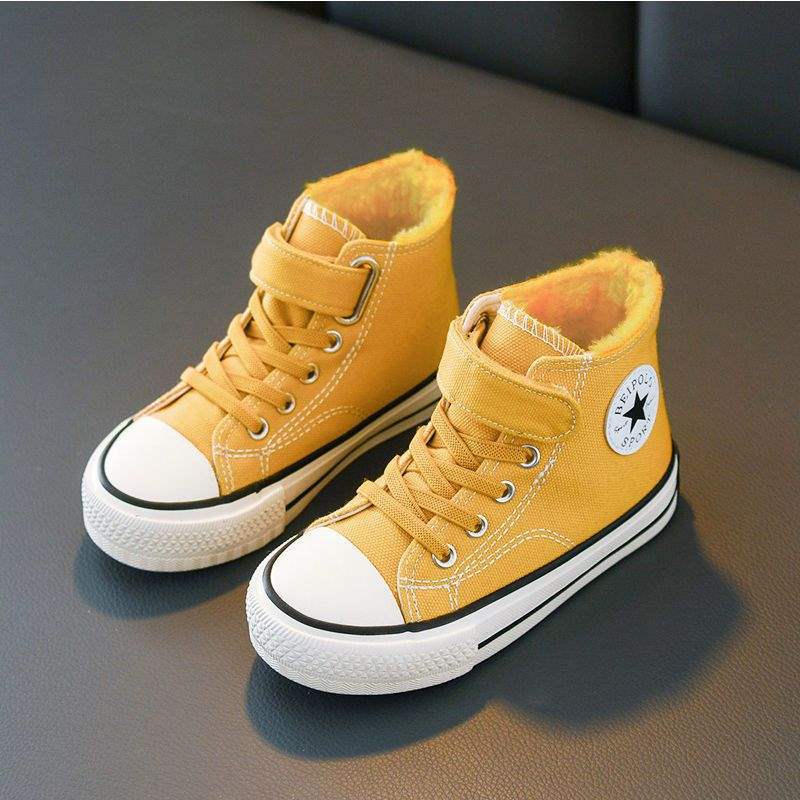 

Children s two cotton shoes, girls winter shoes, boys canvas shoes, piled and thickened 2025 new autumn and winter high-top board shoes 37 yards/inner length 23